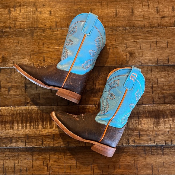 Anderson Bean Boots - toddler cowboy boots - vamp briar - turquoise blue size 5 - Picture 1 of 8